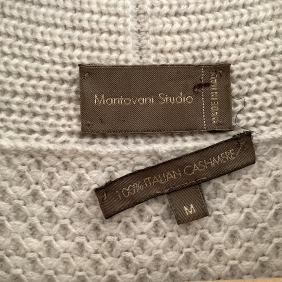 Mantovani Studio 100% Italian Cashmere Long Sweater Duster Coat Light Gray - Picture 3 of 16